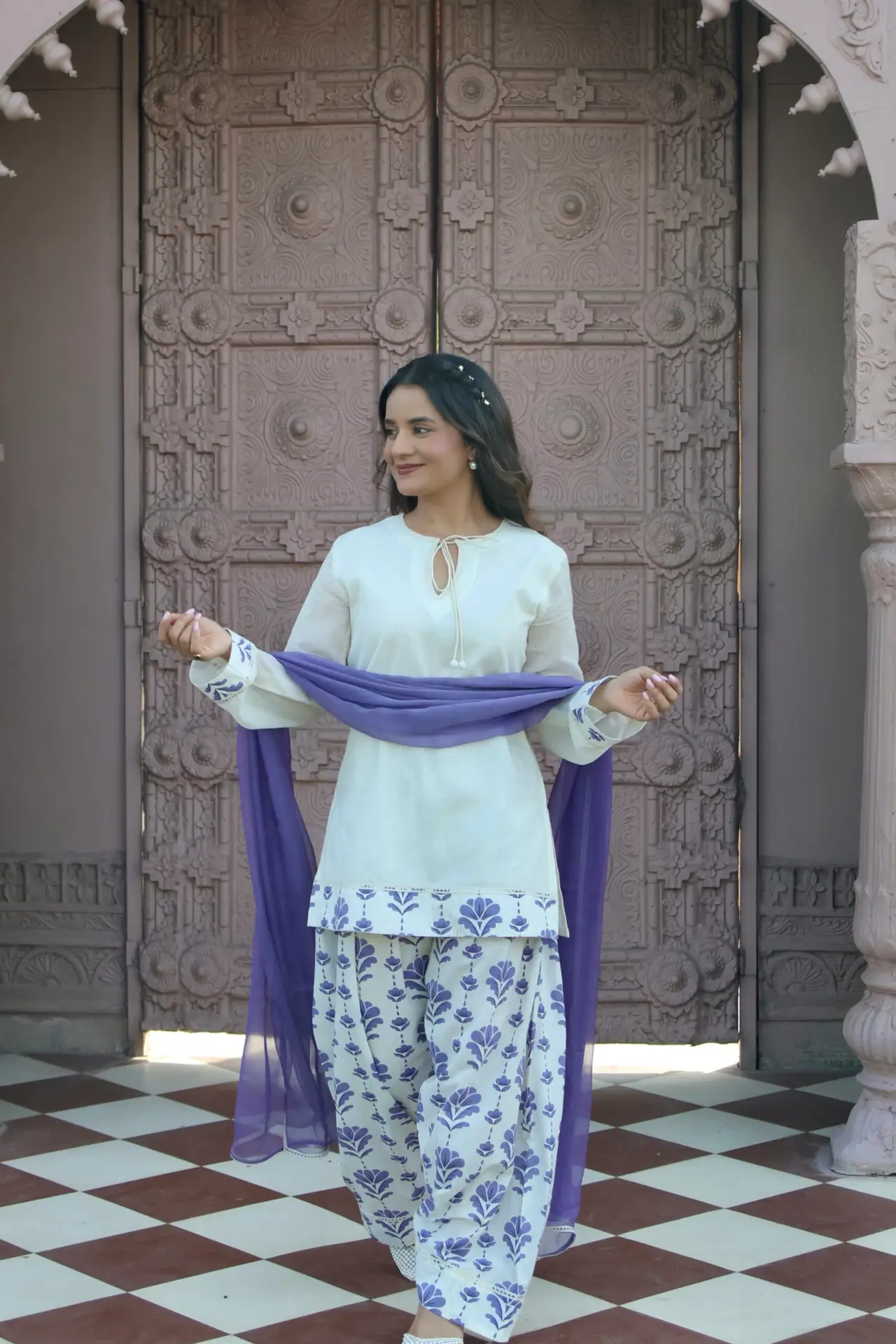 NEELAK – Blue & White Ethnic Co-Ord Set - Image 4