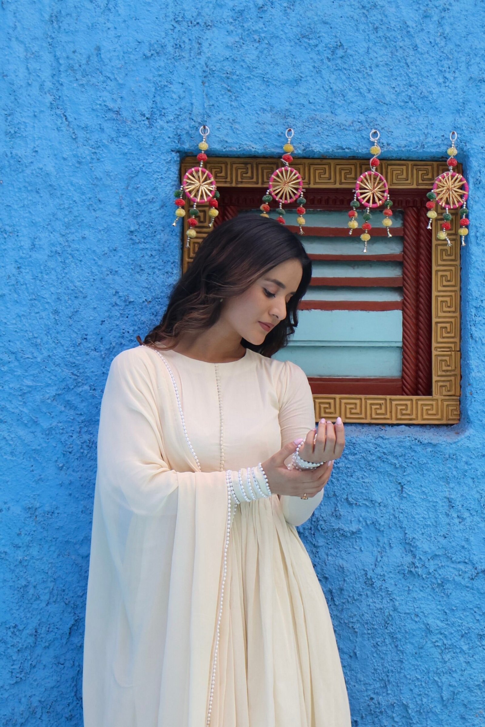 Raat Rani – Off White Anarkali Suit Set with Dupatta - Image 5