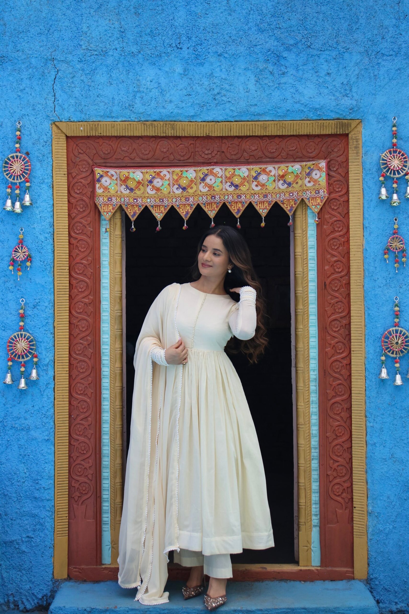 Raat Rani – Off White Anarkali Suit Set with Dupatta - Image 4